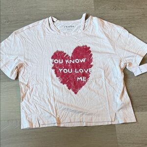 Frayed Heart Graphic Kids Tee - White and Red